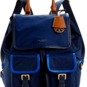 TORY BURCH New Perry Color block Nylon Backpack , Royal Navy